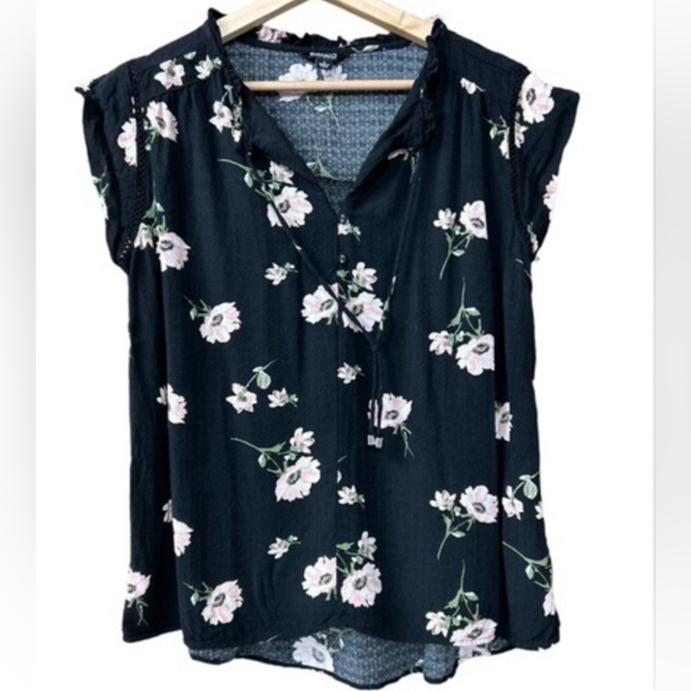 Buffalo David Bitton flowing  blouse Cherry Blossoms loose lightweight Sz Small